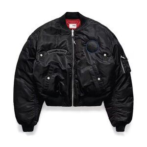 H2 Heron Preston X H&M Reversible Flight Bomber Jacket Burgundy Black